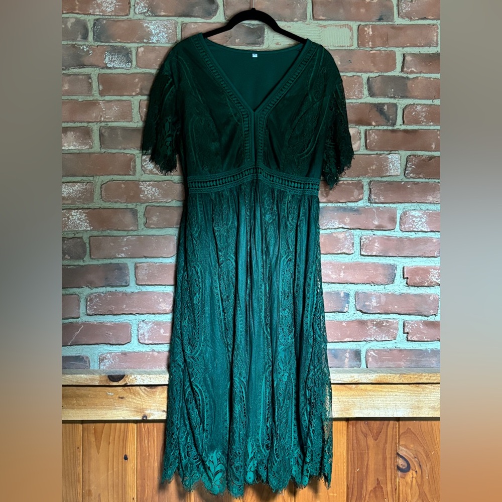Green Crochet Style dress, XL